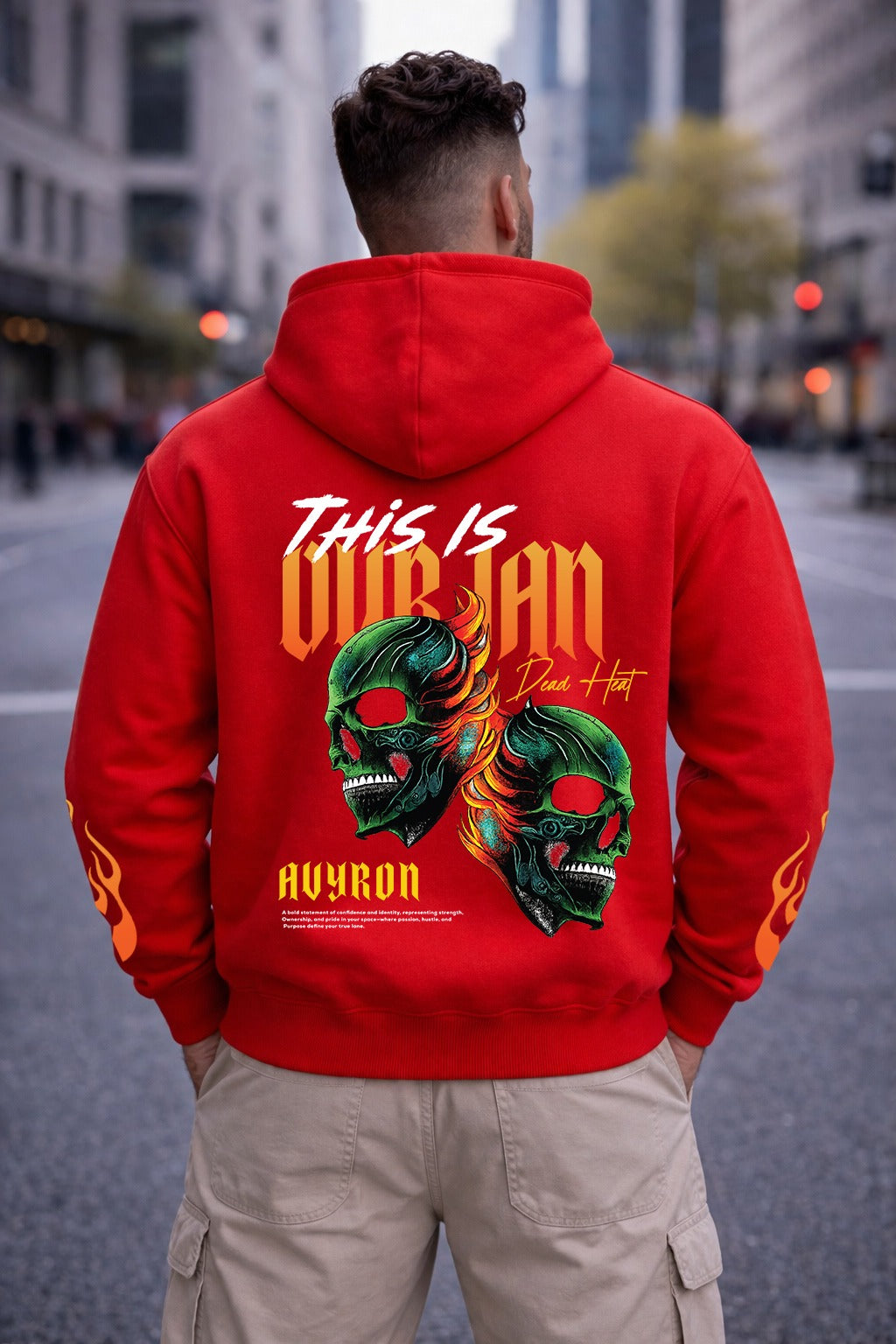 Flaming Skull Duo Hoodie | Flame Sleeve Graphic Pullover