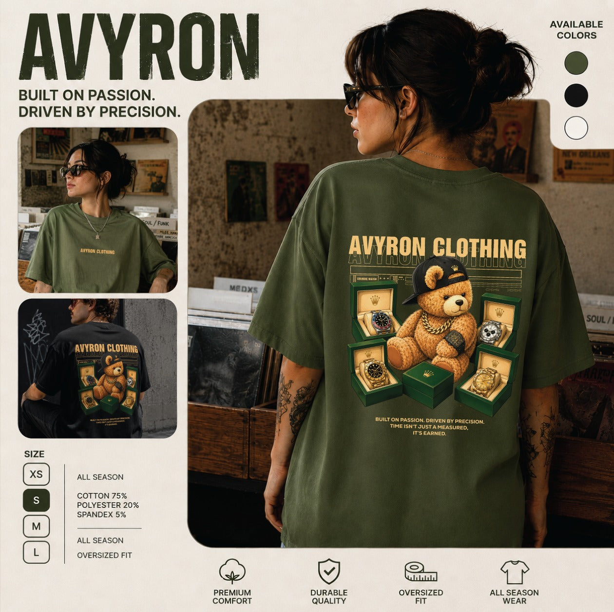 Teddy Bear Jewelry Graphic Tee — AVYRON CLOTHING Back Print