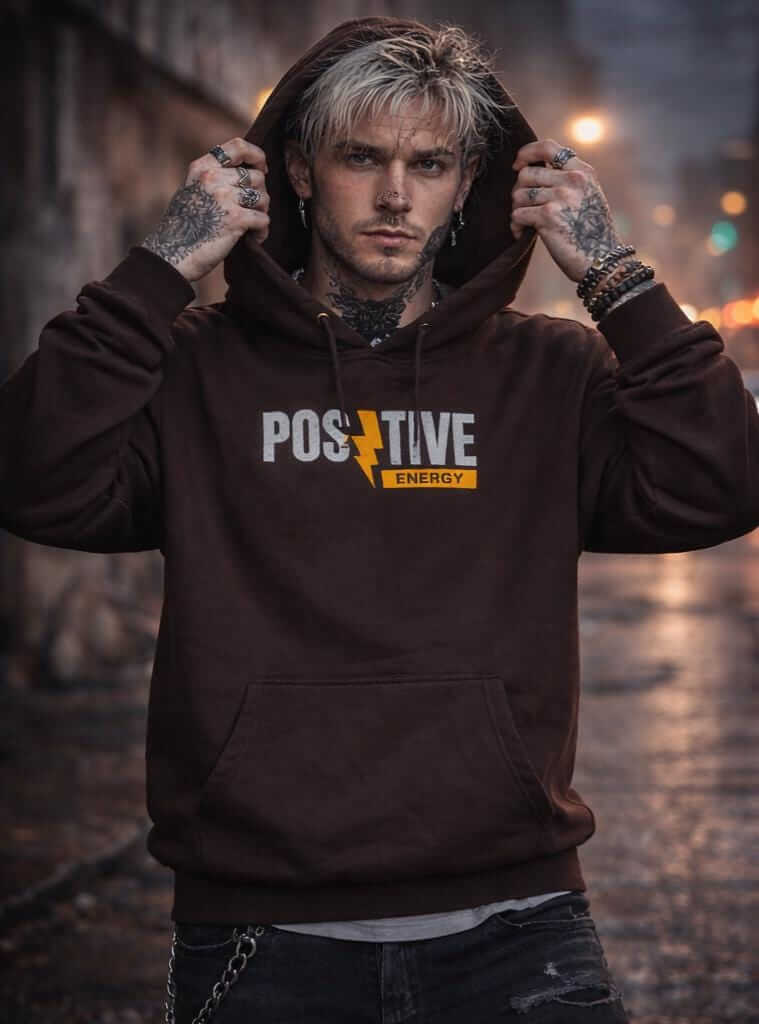 Avyron Clothing positive energy angel statue lightning bolt graphic hoodie