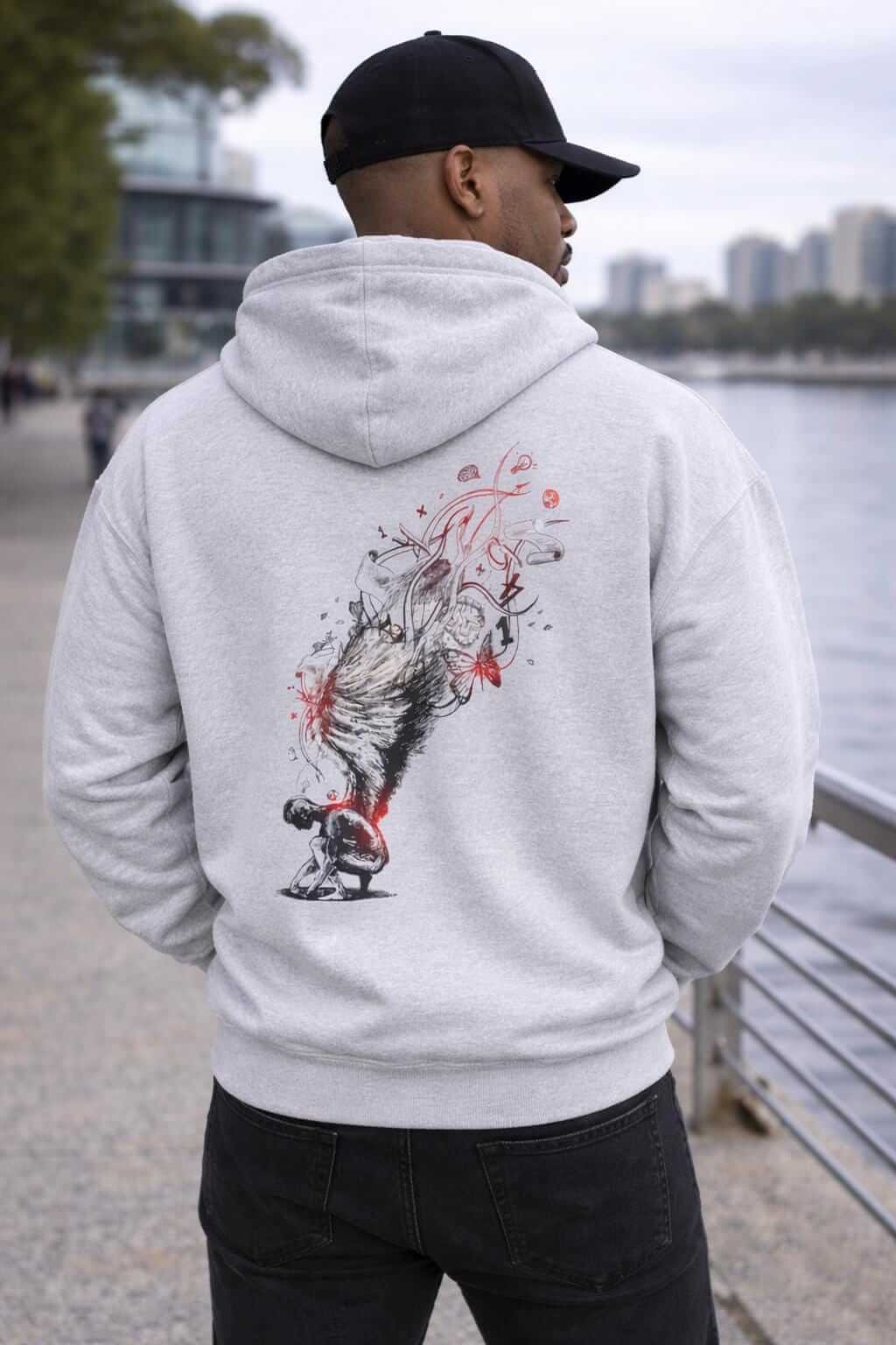 Avyron Clothing stay positive angel wings sketch hoodie