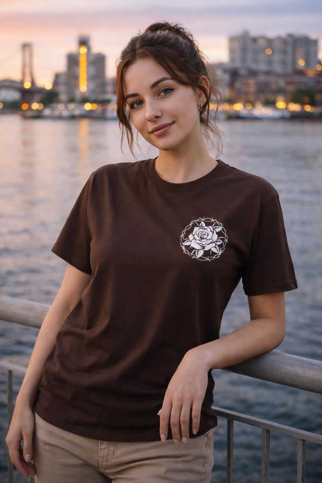 Avyron Clothing skull rose emblem gothic floral chest graphic t-shirt