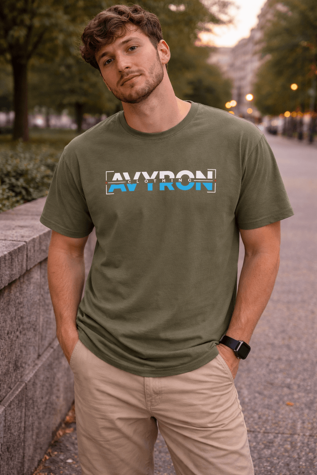 Avyron Clothing retro blue glitch logo t-shirt