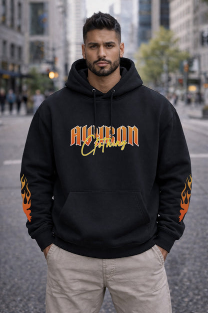 Flaming Skull Duo Hoodie | Flame Sleeve Graphic Pullover