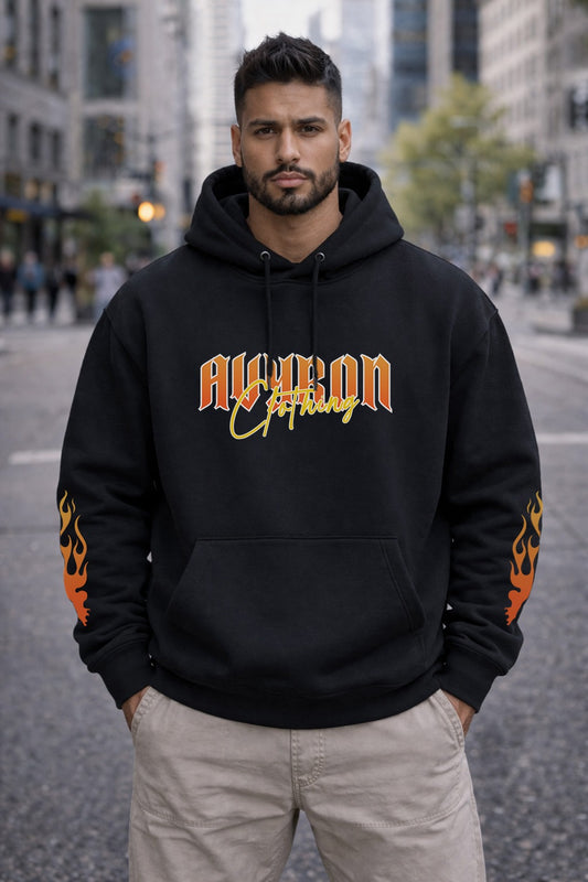 Flaming Skull Duo Hoodie | Flame Sleeve Graphic Pullover