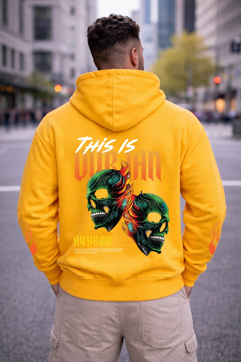 Flaming Skull Duo Hoodie | Flame Sleeve Graphic Pullover
