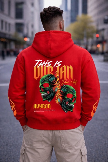 Flaming Skull Duo Hoodie | Flame Sleeve Graphic Pullover
