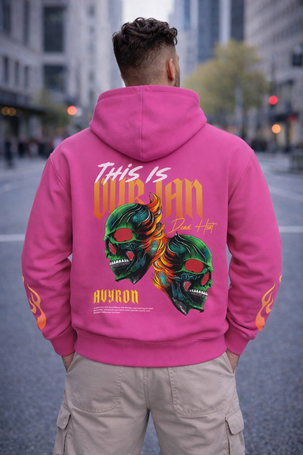 Flaming Skull Duo Hoodie | Flame Sleeve Graphic Pullover