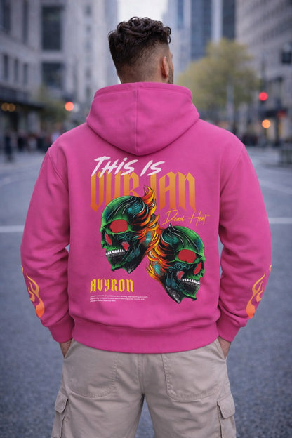 Flaming Skull Duo Hoodie | Flame Sleeve Graphic Pullover