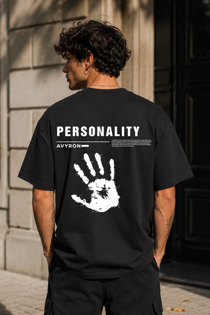 Personality Handprint Graphic Tee — Black Streetwear T-Shirt