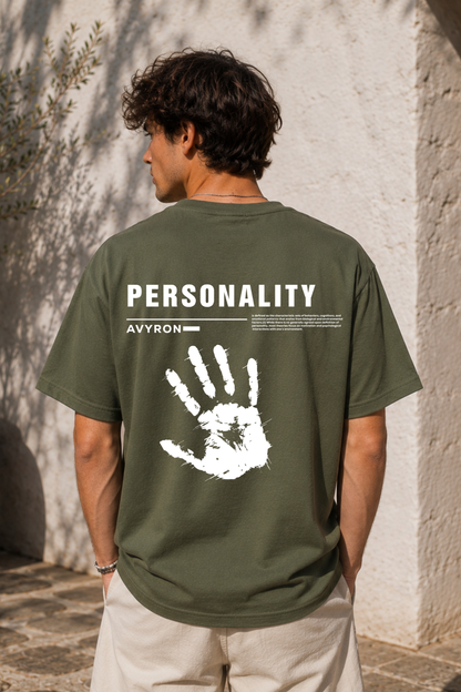 Personality Handprint Graphic Tee — Black Streetwear T-Shirt