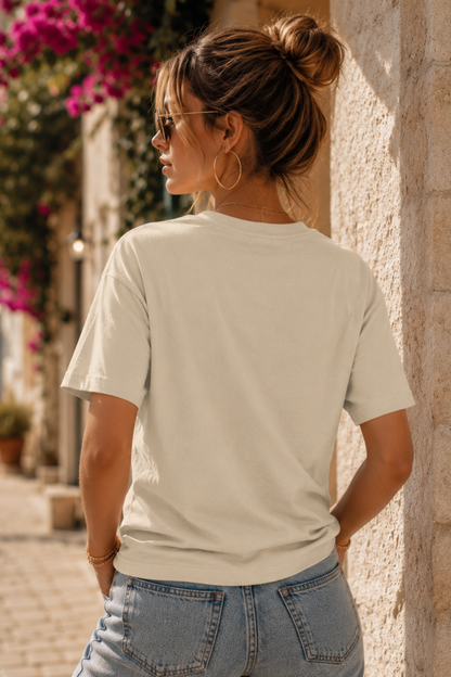 Avyron Floral Dove Tee — 'Avyron' Script Flower & Doves Graphic T-Shirt