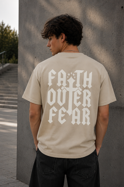 Faith Over Fear T-Shirt — Bold Gothic Back Graphic Tee
