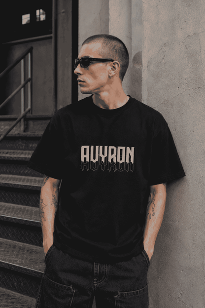 Avyron DJ Statue T-Shirt — Retro Vinyl Music Tee ("No Rules No Limits Only Hard Music")