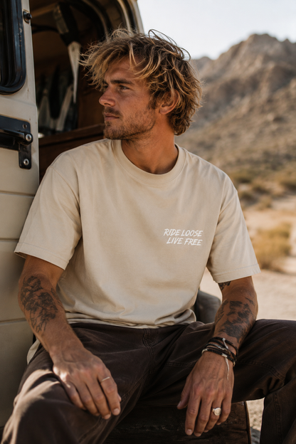 Ride Loose Live Free Motorcycle T-Shirt — Biker Skull Rider Tee