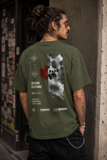 Avyron Clothing Graphic Tee — Japanese Text & Red Sun Cloud Backprint