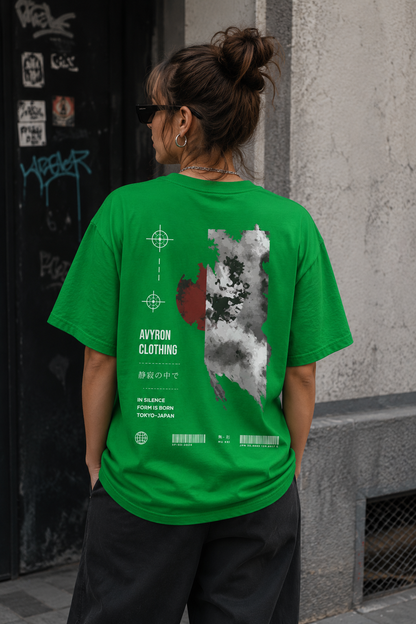 Avyron Clothing Graphic Tee — Japanese Text & Red Sun Cloud Backprint