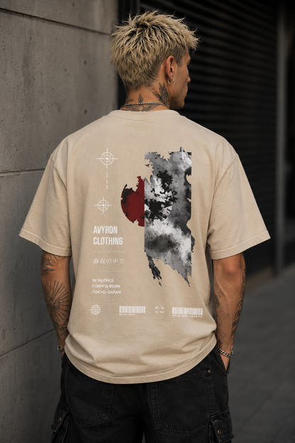 Avyron Clothing Graphic Tee — Japanese Text & Red Sun Cloud Backprint