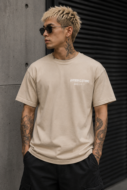 Avyron Clothing Graphic Tee — Japanese Text & Red Sun Cloud Backprint