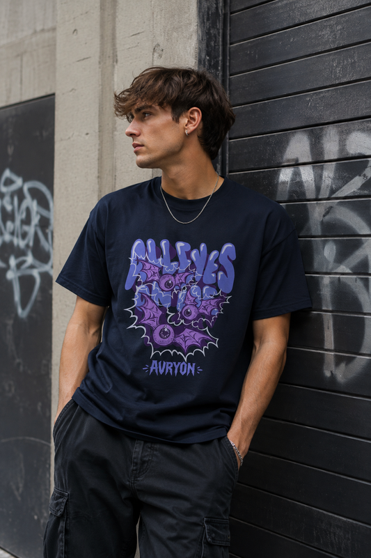Purple Bat Collage Tee | Avyron Graphic T-Shirt