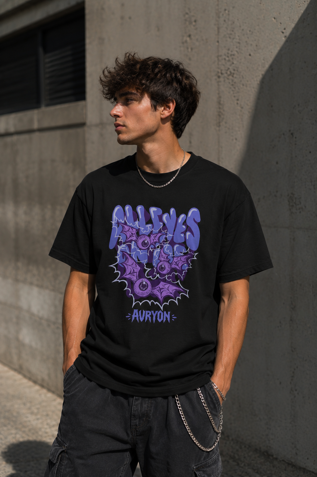 Purple Bat Collage Tee | Avyron Graphic T-Shirt