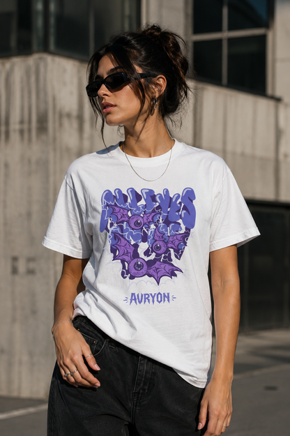 Purple Bat Collage Tee | Avyron Graphic T-Shirt