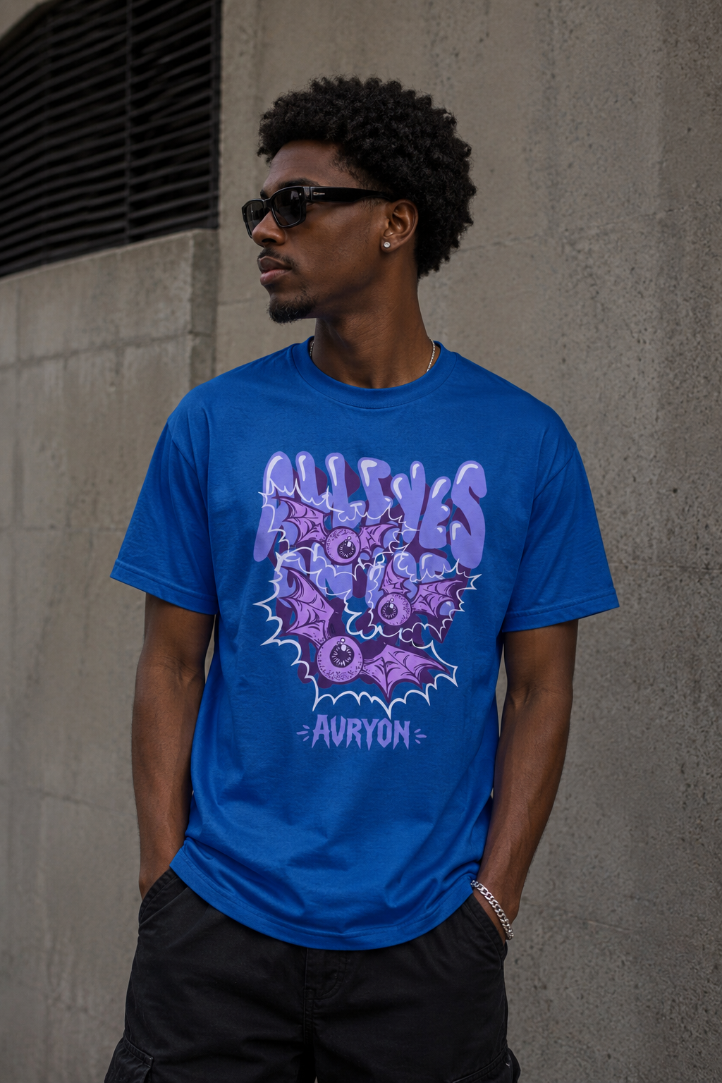 Purple Bat Collage Tee | Avyron Graphic T-Shirt