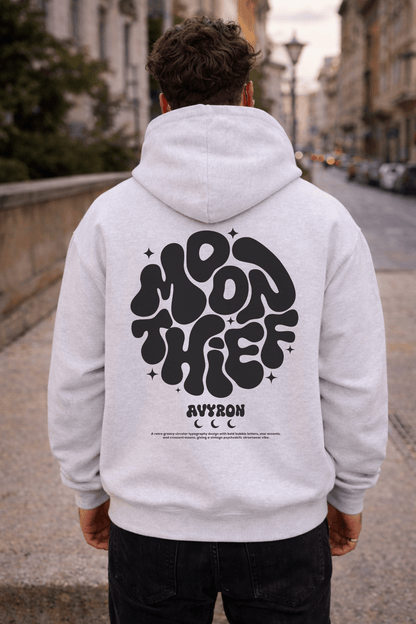 Avyron Clothing Moon Thief retro bubble logo hoodie