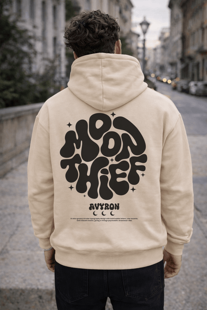 Avyron Clothing Moon Thief retro bubble logo hoodie