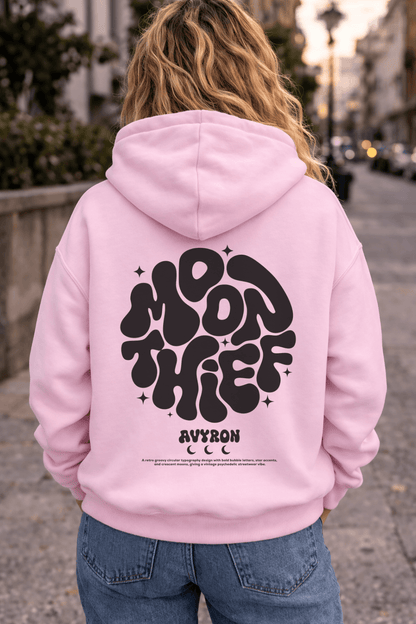 Avyron Clothing Moon Thief retro bubble logo hoodie