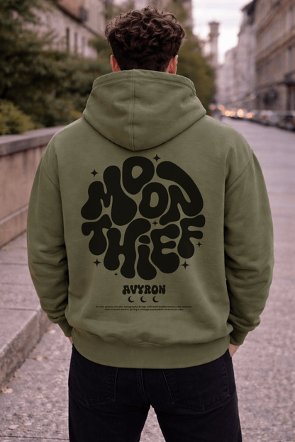 Avyron Clothing Moon Thief retro bubble logo hoodie
