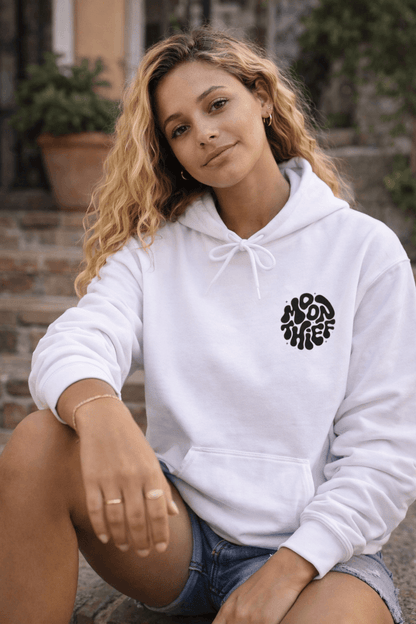 Avyron Clothing Moon Thief retro bubble logo hoodie