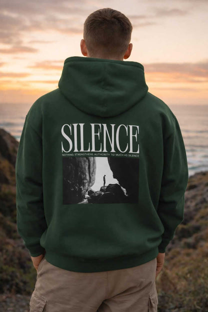 Avyron Clothing silence graphic black hoodie bold back print streetwear