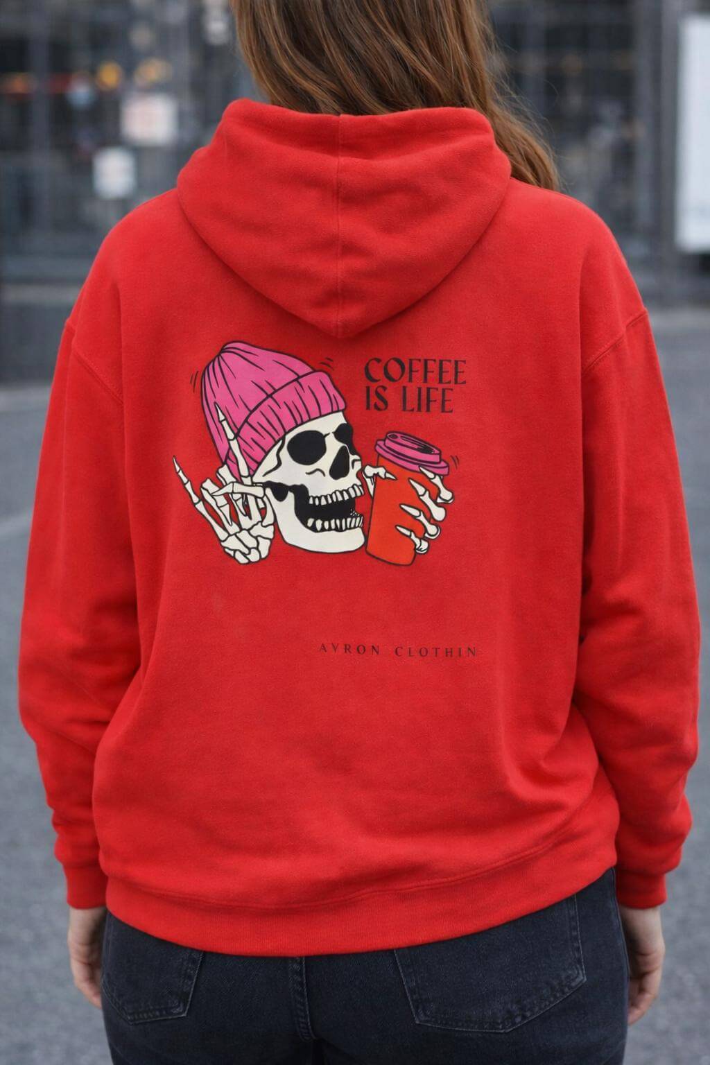 Avyron Clothing coffee is life skull beanie hoodie