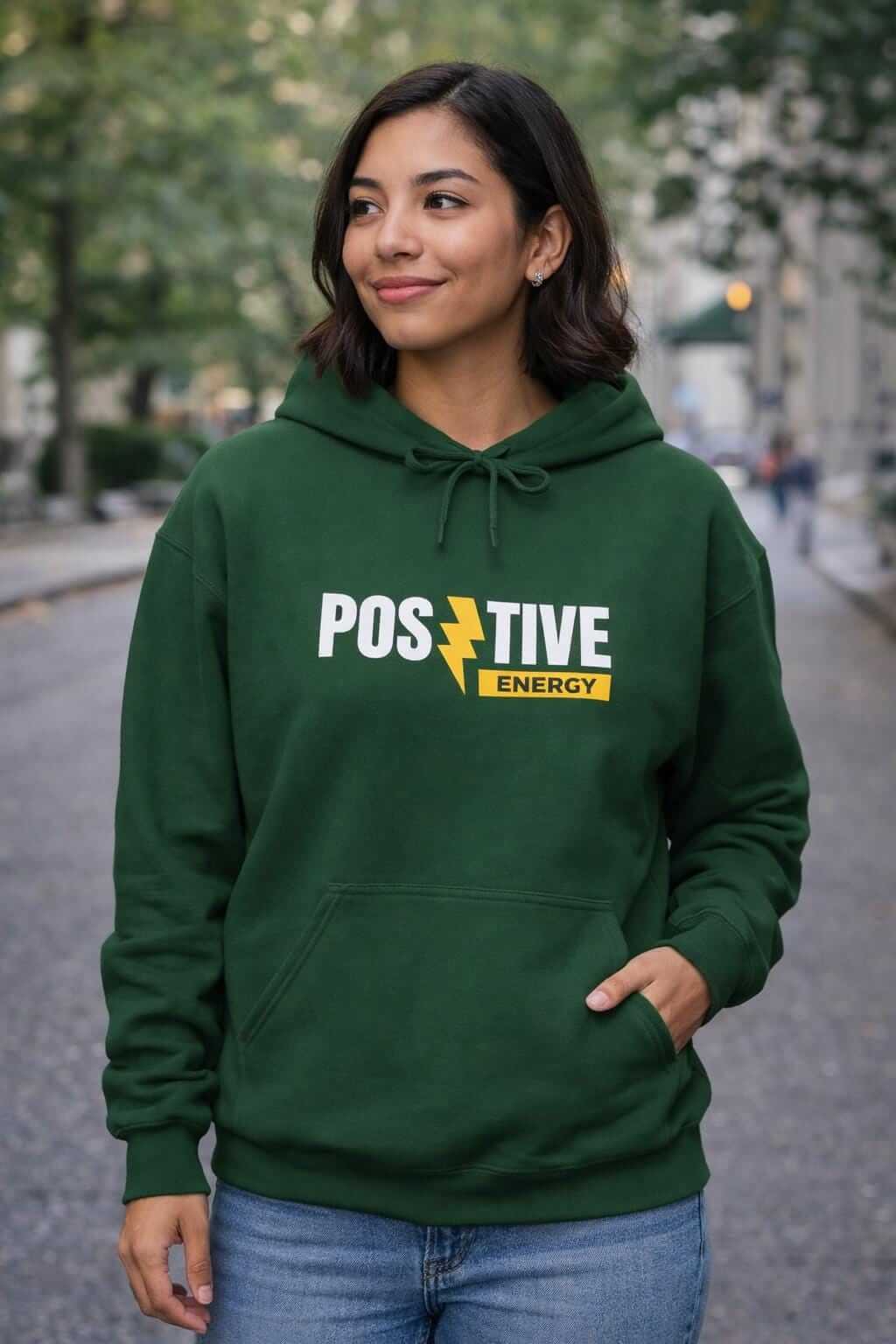 Avyron Clothing positive energy angel statue lightning bolt graphic hoodie