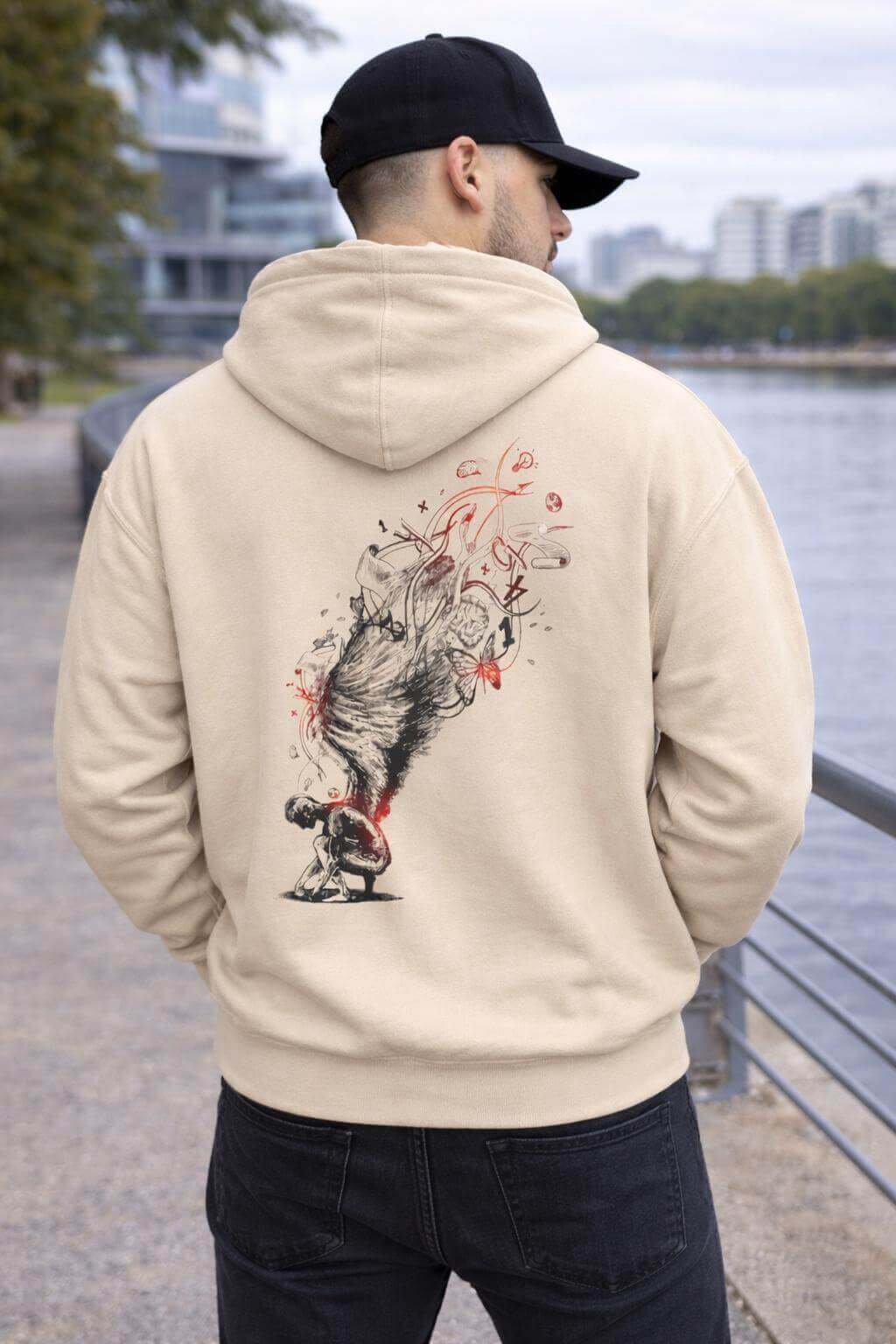 Avyron Clothing stay positive angel wings sketch hoodie