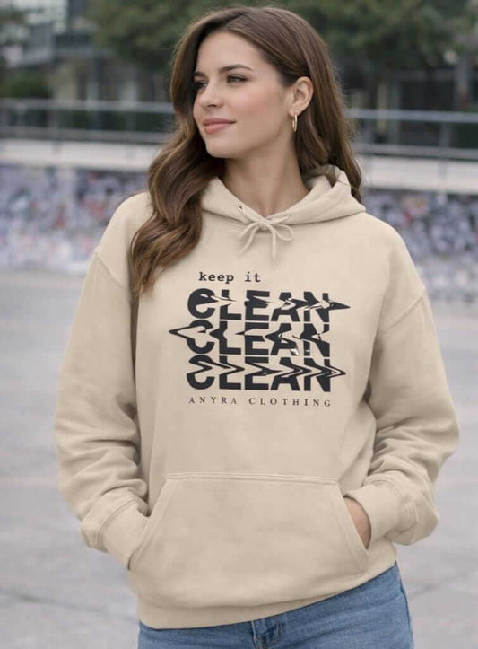 Avyron Clothing glitch text keep it clean eye back print hoodie