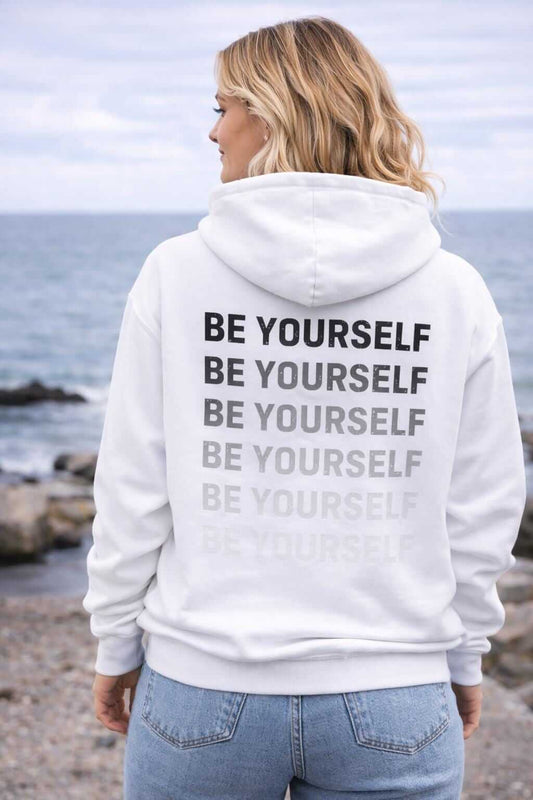 Avyron Clothing be yourself fade typography hoodie