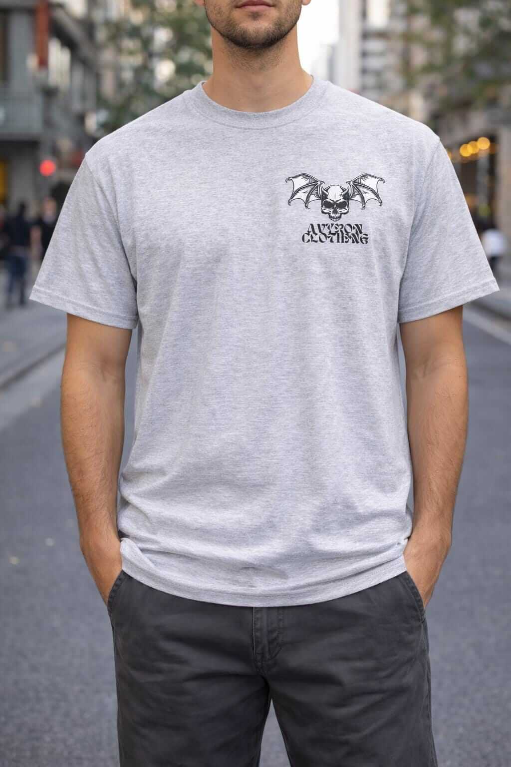 Avyron Clothing skull bat wings gothic skull graphic t-shirt