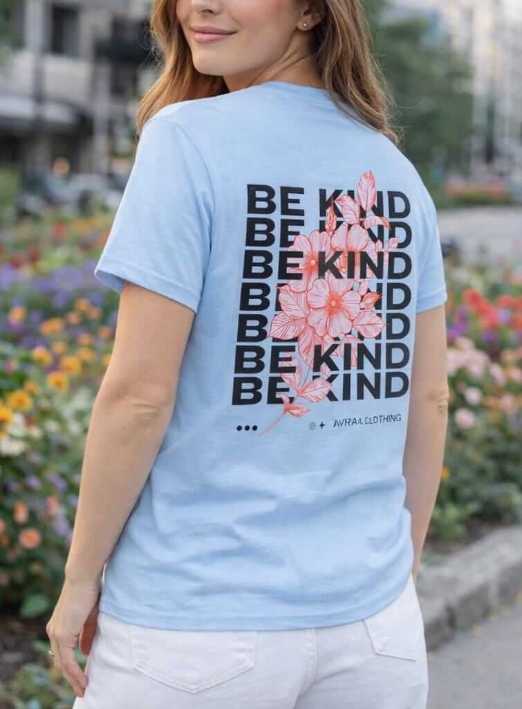 Avyron Clothing be kind floral butterfly typography tee