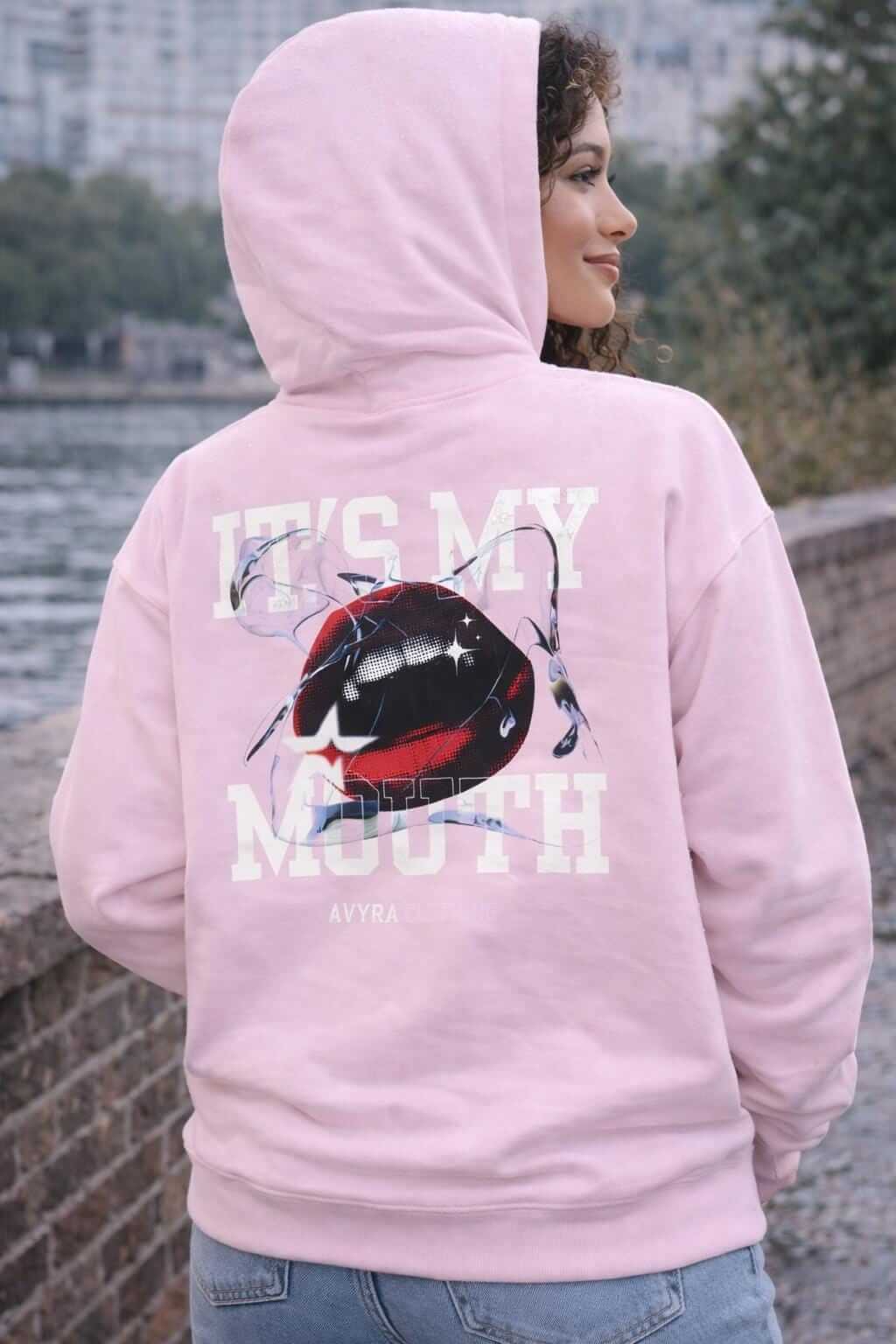 Avyron Clothing sassy girl script lip graphic back print hoodie