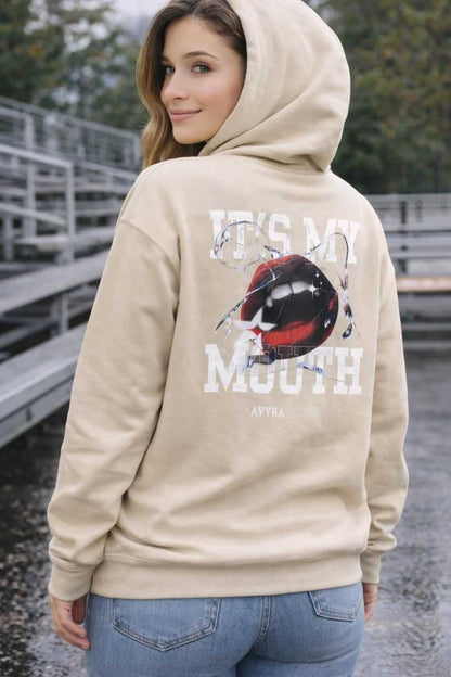 Avyron Clothing sassy girl script lip graphic back print hoodie