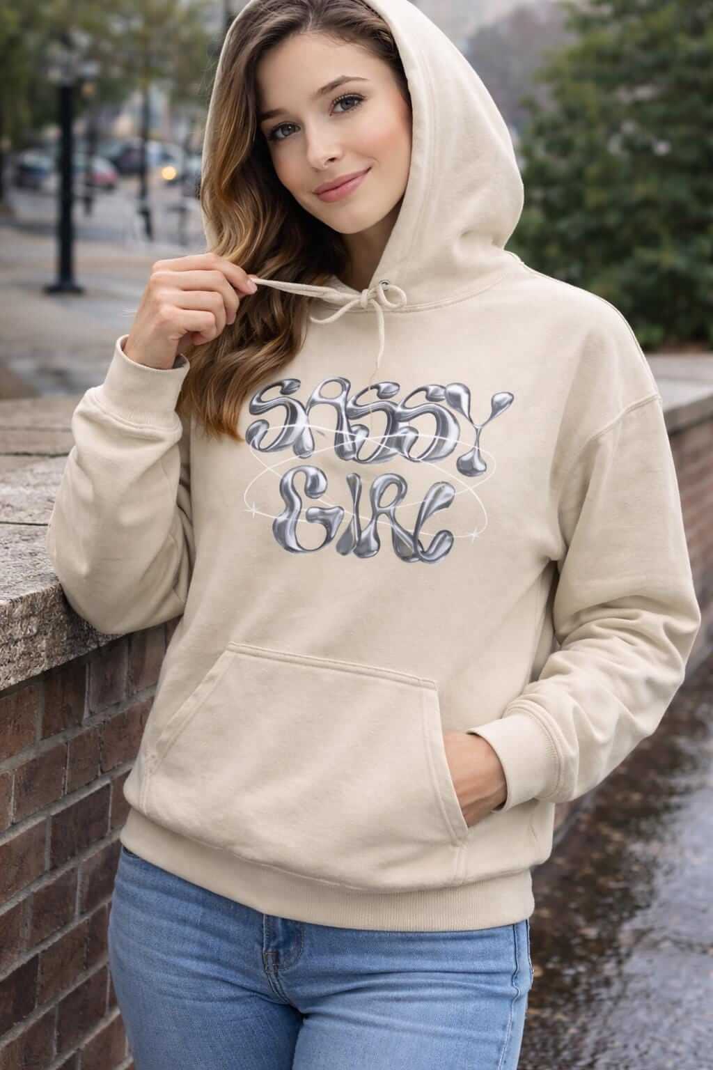 Avyron Clothing sassy girl script lip graphic back print hoodie