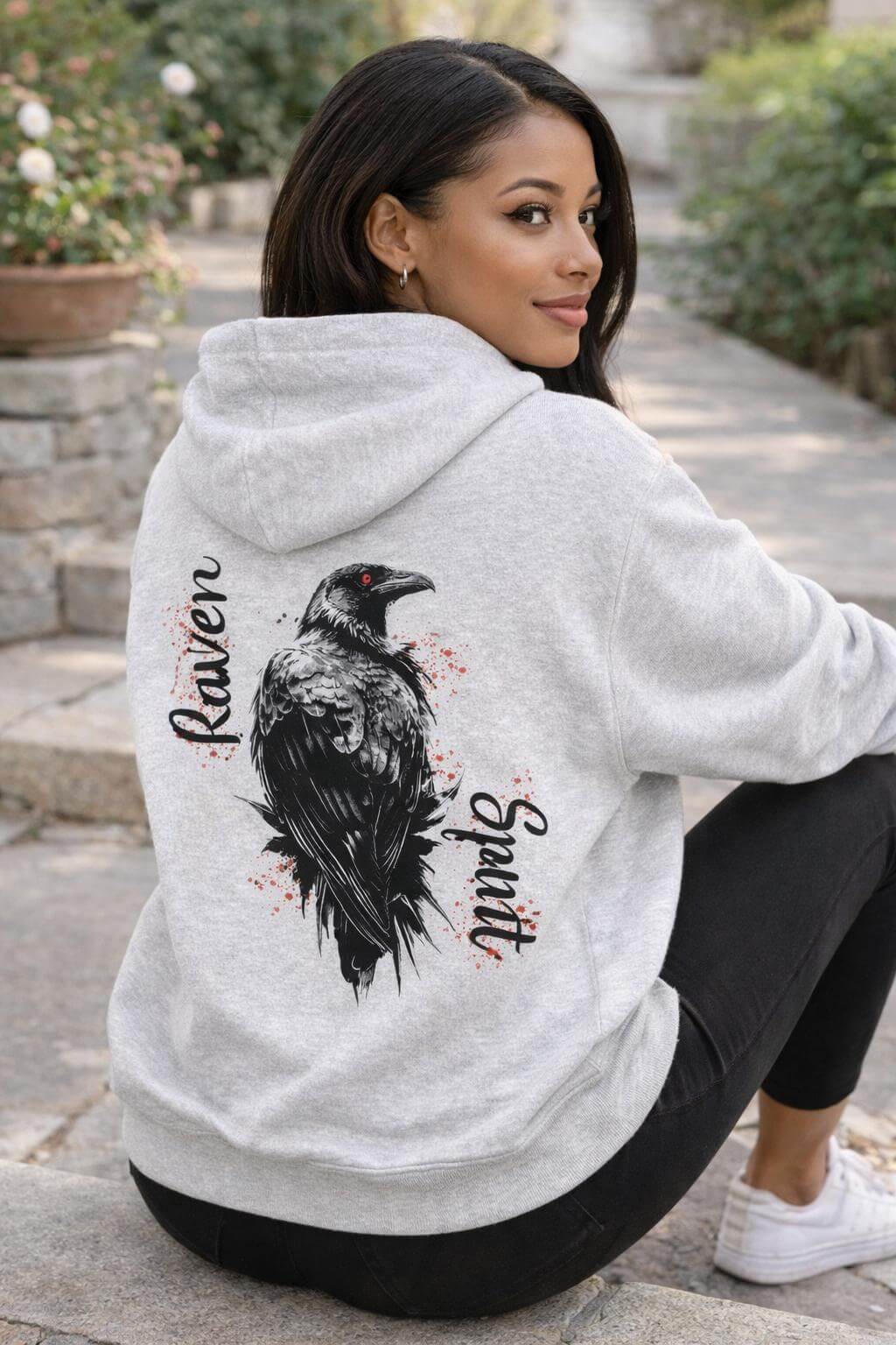 Avyron Clothing raven spirit gothic crow floral hoodie