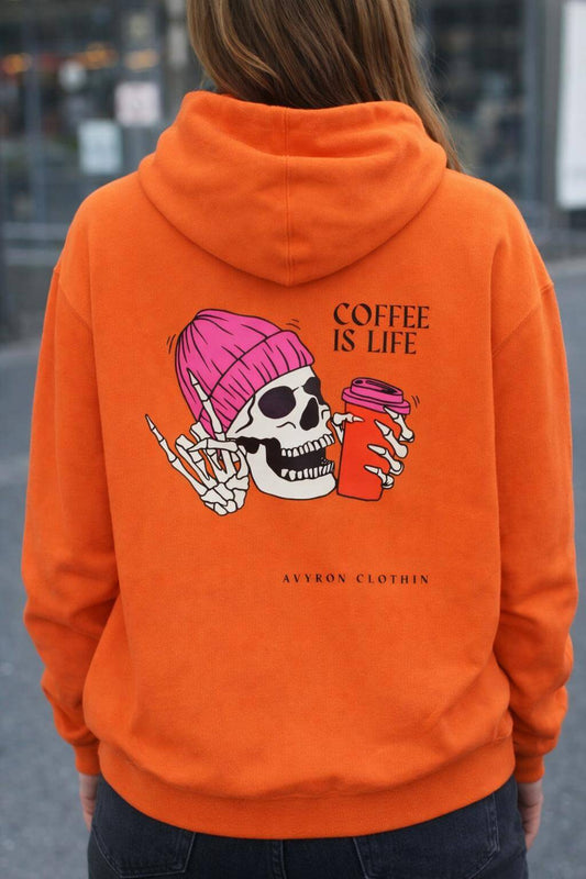 Avyron Clothing coffee is life skull beanie hoodie