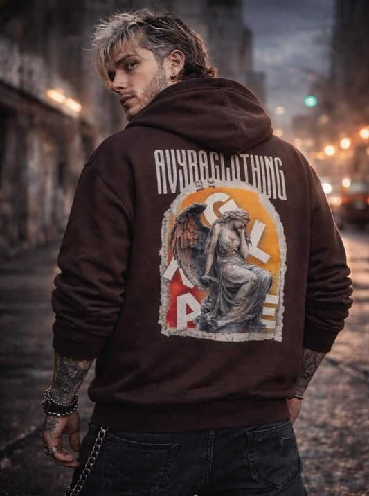 Avyron Clothing positive energy angel statue lightning bolt graphic hoodie