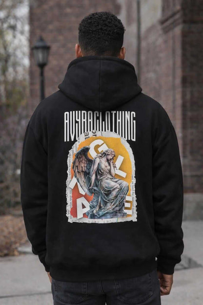 Avyron Clothing positive energy angel statue lightning bolt graphic hoodie