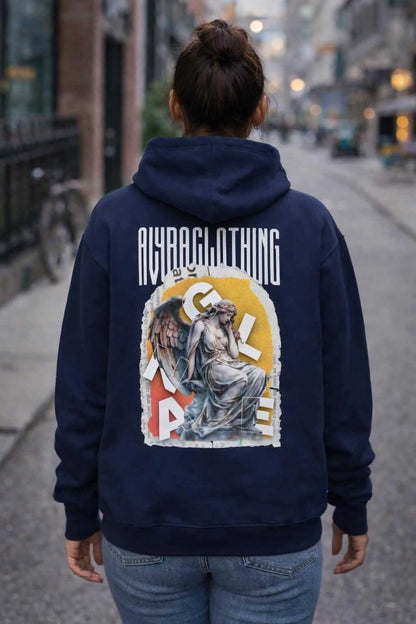 Avyron Clothing positive energy angel statue lightning bolt graphic hoodie
