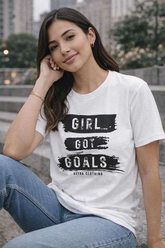 Avyron Clothing girl got goals motivational typography t-shirt