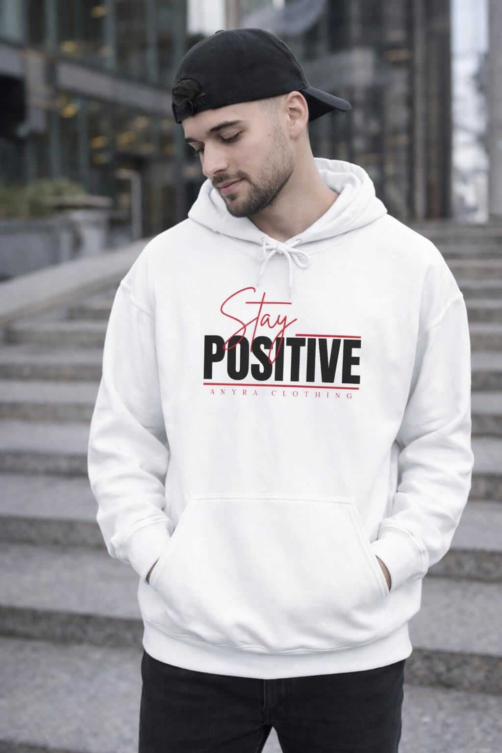 Avyron Clothing stay positive angel wings sketch hoodie