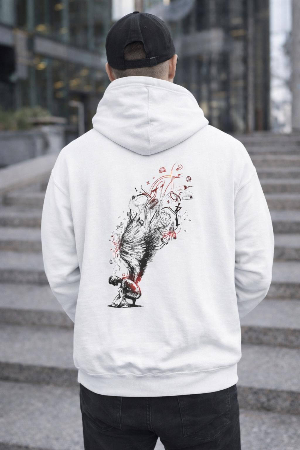 Avyron Clothing stay positive angel wings sketch hoodie